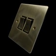 2 Gang 2 Way 10A Rocker Switch in Antique Brass Elite Flat Plate and Switch with Black Trim