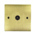 1 Gang TV/Coaxial Non Isolated Socket in Antique Brass Elite Flat Plate with Black Trim