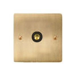 1 Gang TV/Coaxial Isolated Socket in Antique Brass Elite Flat Plate with Black Insert