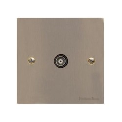 1 Gang TV/Coaxial Isolated Socket in Antique Brass Elite Flat Plate with Black Insert