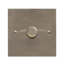 1 Gang 2 Way Trailing Edge LED Dimmer 10-120W Antique Brass Elite Flat Plate and Knob