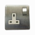 1 Gang 13A Switched Socket Screwless Satin Chrome Flat Plate with a White Insert Studio Range