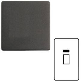 45A Cooker Switch with Neon Indicator (Tall Plate) in Screwless Matt Black Plate Black Trim, Mode Black