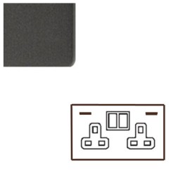 2 Gang 13A Switched Socket with 2 USB Sockets Matt Black Screwless Plate Black Trim, Mode Black