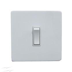Screwless Primed White 1 Gang 2 Way 20A White Plastic Rocker Grid Switch on a Paintable Flat Plate