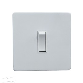 Screwless Primed White 1 Gang Intermediate 20A White Plastic Rocker Grid Switch on a Paintable Flat Plate