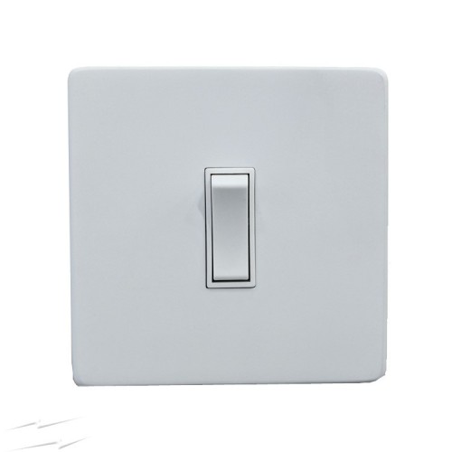 Screwless Primed White 1 Gang Intermediate 20A White Plastic Rocker Grid Switch on a Paintable Flat Plate