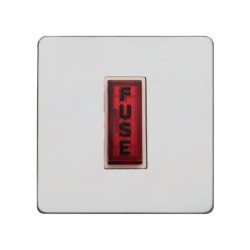 Screwless Primed White 13A Unswitched Spur with Neon Indicator White Plastic Trim Paintable Flat Plate