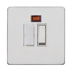 1 Gang 20A Double Pole Switch with Neon in Matt White Screwless Plate with White Trim, Mode White