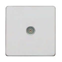 1 Gang Non-Isolated Single TV Coaxial Socket in Matt White Screwless Plate with White Trim, Mode White