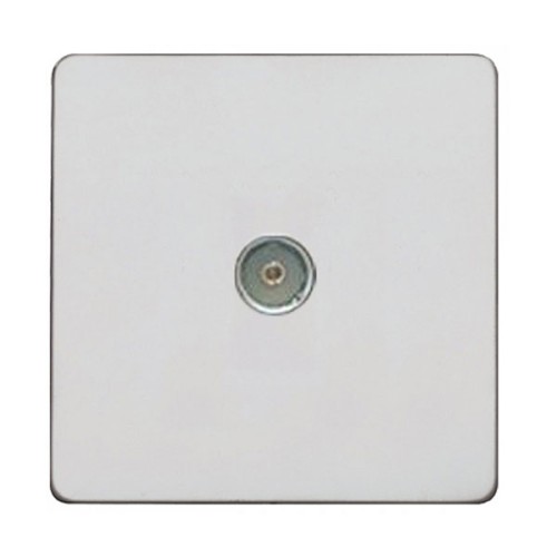 1 Gang Isolated Single TV Coaxial Socket in Matt White Screwless Plate with White Trim, Mode White