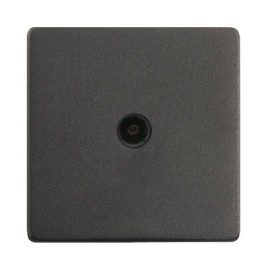 1 Gang Isolated Single TV Socket in Matt Black Screwless Plate Black Trim, Mode Black
