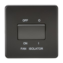 Screwless 10AX 3 Pole Fan Isolator Switch in Matt Black, Knightsbridge SF1100MBB Fan Switch