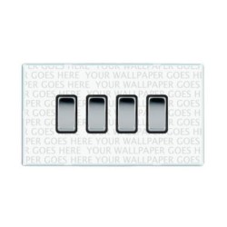 4 Gang 2 Way 10AX Four Rocker Switch on Screwless Transparent Plate Perception CFX PC R24 - Specify Finish when Ordering