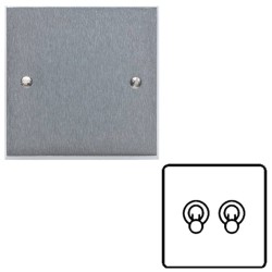 2 Gang 2 Way 20A Dolly Switch Victorian Satin Chrome Plain Edge Raised Plate and Toggle Switches