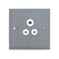 1 Gang 5A 3 Round Pin Unswitched Socket Victorian Satin Chrome Plain Edge Raised Plate White Trim