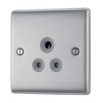1 Gang 5A Unswitched Round Pin Socket in Brushed Steel BG Nexus NBS29G-01 Metal Raised Plate