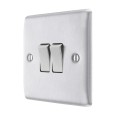 2 Gang 2 Way 20A 16AX Double Switch in Brushed Steel BG Nexus NBS42-01 Metal Raised Plate