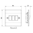 3 Gang 2 Way 20A 16AX Triple Light Switch in Brushed Steel BG Nexus NBS43-01 Metal Raised Plate