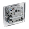 1 Gang 13A Switched Fused Connection Unit (Spur) in Brushed Steel BG Nexus NBS50-01 Metal Raised Plate