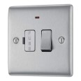 1 Gang 13A Switched Fused Connection Unit (Spur) with Power Indicator in Brushed Steel BG Nexus NBS52-01 Metal Raised Plate
