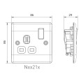 1 Gang 13A Single Switched Socket in Polished Chrome Raised Plate White Plastic Trim, BG Nexus NPC21W-01