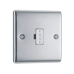 13A Unswitched Spur Polished Chrome Raised Plate BG Nexus Metal NPC54-01 Switched Fused Connection Unit