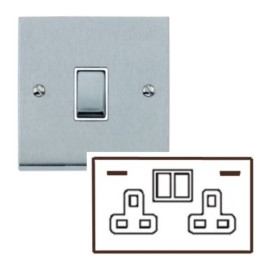 2 Gang 13A Socket with USB A+C Sockets Low Profile Satin Chrome Plate and Rockers with White Plastic Insert Richmond Elite