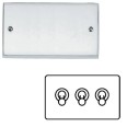 3 Gang 2 Way 20A Dolly Switch Victorian Polished Chrome Plain Raised Plate and Toggle Switch