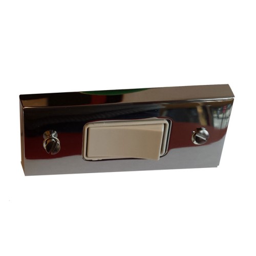 1 Gang 10A Architrave Rocker Grid Switch, Victorian range in Polished Chrome on Square Edge Plate
