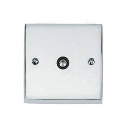 1 Gang Non-Isolated TV/Coaxial Socket Victorian Polished Chrome Plain Raised Plate and Black Trim