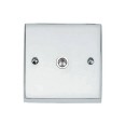 1 Gang Non-Isolated TV Coaxial Socket Victorian Polished Chrome Plain Raised Plate and White Trim