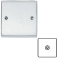 1 Gang Isolated TV Coaxial Socket Victorian Polished Chrome Plain Raised Plate and White Trim