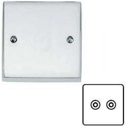 Satellite and TV Socket Outlet Victorian Polished Chrome Plain Raised Plate with a Black Trim