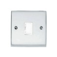 1 Gang 13A Unswitched Fused Spur Victorian Polished Chrome Plain Raised Plate with White Trim