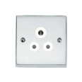 1 Gang 5A 3 Round Pin Unswitched Socket Victorian Polished Chrome Plain Raised Plate White Trim