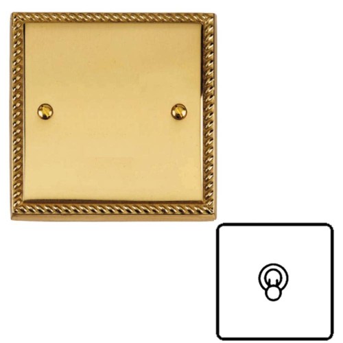 1 Gang Intermediate 20A Dolly Switch Georgian Polished Brass Rope Edge Raised Plate and Toggle Switch