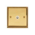 1 Gang Satellite Socket Georgian Polished Brass Rope Edge Raised Plate with a White Trim