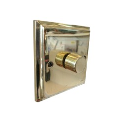 1 Gang 2 Way 10-120W LED Dimmer Raised Plate Edwardian Polished Brass Stepped Edge