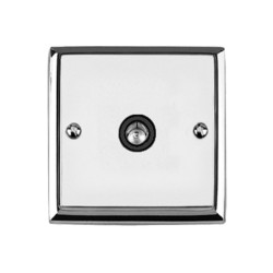 1 Gang TV/Coaxial Non-Isolated Socket Edwardian Raised Polished Chrome with Stepped Edge Black Trim