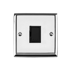 1 Gang 13A Unswitched Fused Spur Edwardian Raised Polished Chrome with Stepped Edge Black Trim