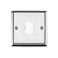 1 Gang 13A Unswitched Fused Spur Edwardian Raised Polished Chrome with Stepped Edge White Trim