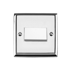 1 Gang 6A Triple Pole Fan Isolator Switch Edwardian Raised Polished Chrome with Stepped Edge White Switch and Trim