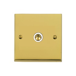 1 Gang Single Non-Isolated TV/Coax Socket in Polished Brass Low Profile Plate and White Trim, Richmond Elite