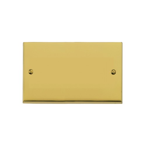 2 Gang Blank Plate in Polished Brass Low Profile Plate, Richmond Elite Double Blanking Plate