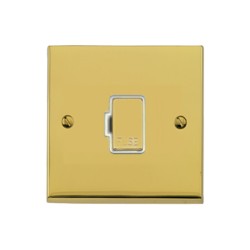 1 Gang 13A Unswitched Spur (Fused Connection Unit) in Polished Brass Low Profile Plate and White Trim, Richmond Elite