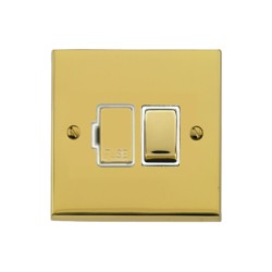 1 Gang 13A Switched Spur (Fused Connection Unit) in Polished Brass Low Profile Plate and White Trim, Richmond Elite