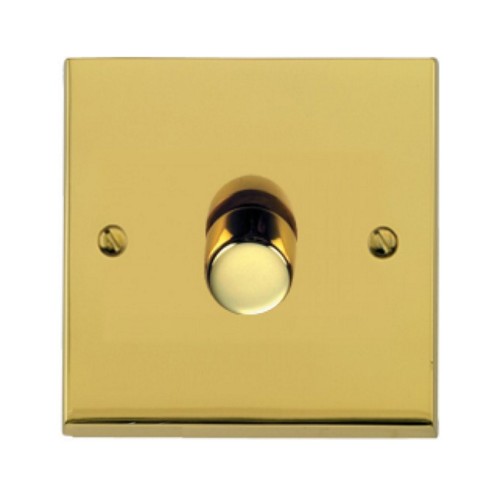 1 Gang 2 Way Trailing Edge LED Dimmer 10-120W Polished Brass Low Profile Plate, Richmond Elite