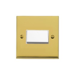 6A Triple Pole Fan Isolating Switch in Polished Brass Low Profile Plate and White Trim, Richmond Elite