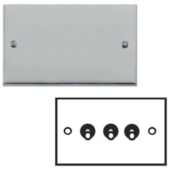 3 Gang 2 Way 20A Dolly Switch in Polished Chrome Low Profile Plate and Toggle, Richmond Elite